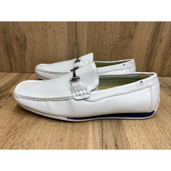 Franco Vanucci Mens Jeremy Loafers Slip On Shoes Faux Leather White Size 8.5 - Picture 3 of 16